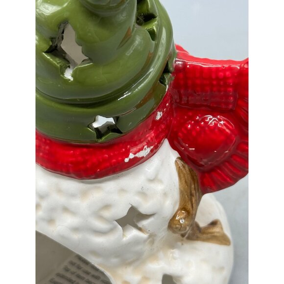 Hallmark Ceramic Snowman Tealight Holder with Green Hat & Red Scarf READ - Picture 6 of 8